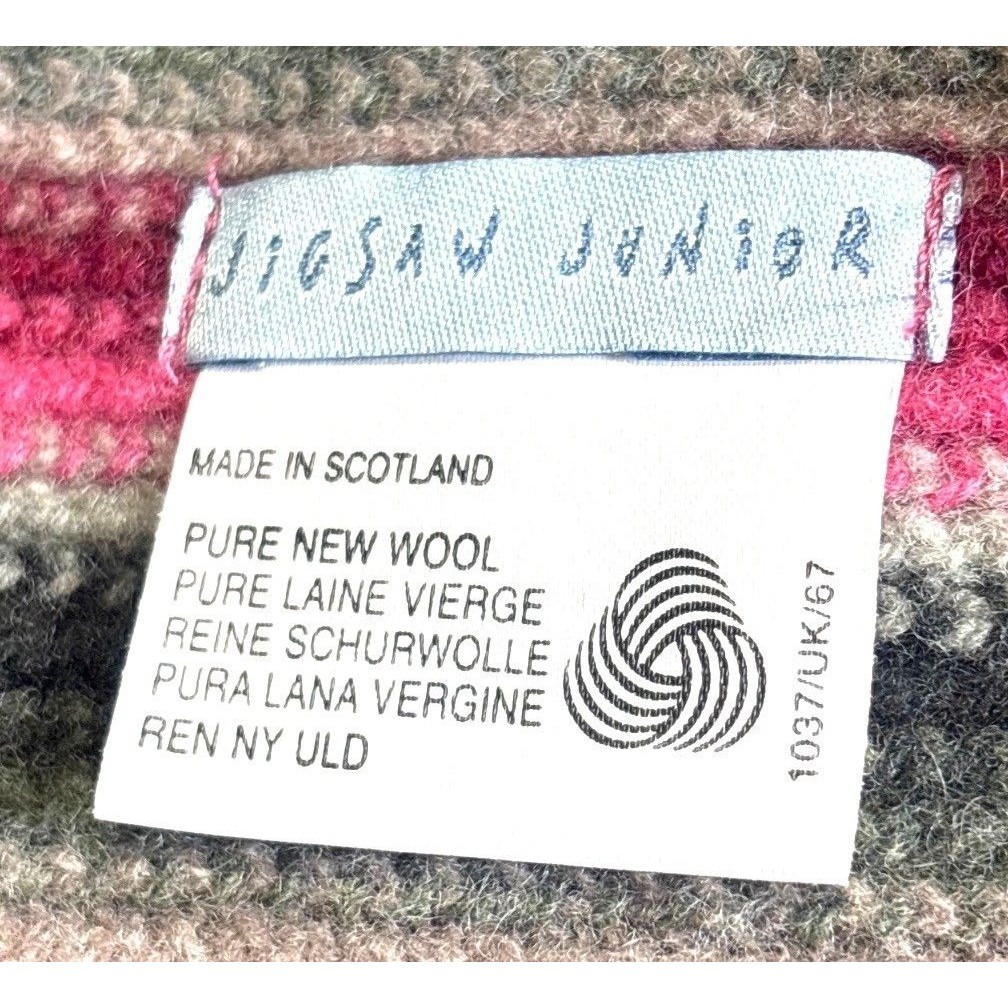 Vntage Jigsaw Junior Pure New Wool Striped Scarf Multicolor Fringe Scotland Made — image 4 of 8